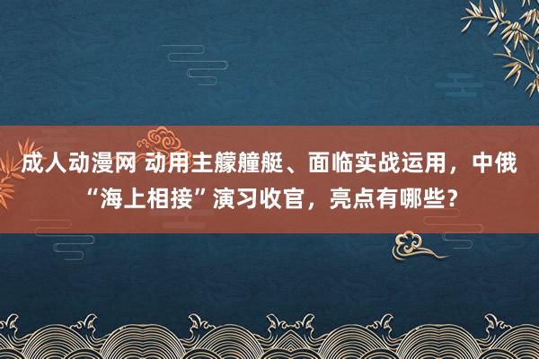 成人动漫网 动用主艨艟艇、面临实战运用，中俄“海上相接”演习收官，亮点有哪些？