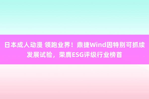 日本成人动漫 领跑业界！鼎捷Wind因特别可抓续发展试验，荣膺ESG评级行业榜首