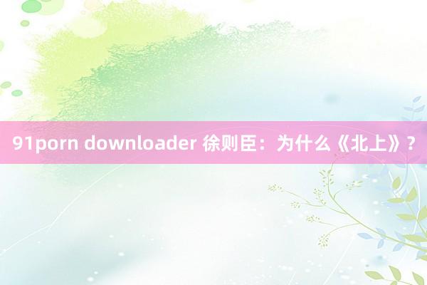 91porn downloader 徐则臣：为什么《北上》？