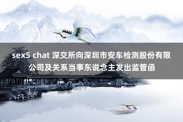 sex5 chat 深交所向深圳市安车检测股份有限公司及关系当事东说念主发出监管函