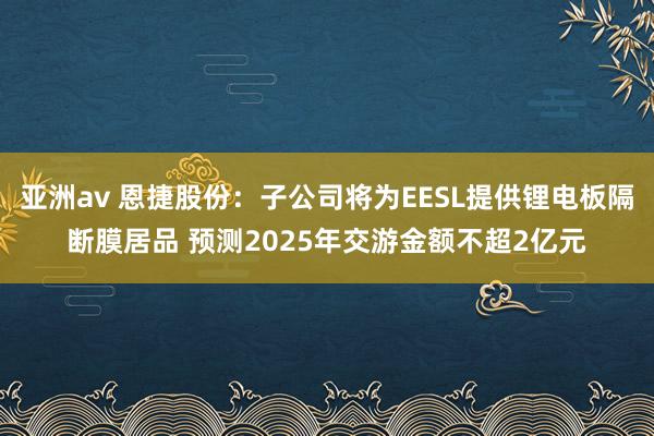 亚洲av 恩捷股份：子公司将为EESL提供锂电板隔断膜居品 预测2025年交游金额不超2亿元