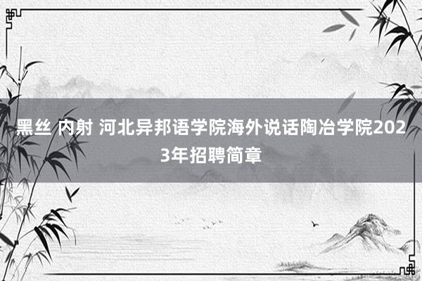 黑丝 内射 河北异邦语学院海外说话陶冶学院2023年招聘简章